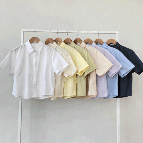 [8color] 파스텔 반팔 크롭 셔츠 (상의)
